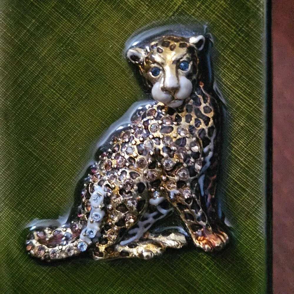 RARE JAY STRONGWATER LEOPARD JUNGLE SAFARI TRAVEL FOLDING CRYSTAL ENAMEL FRAME